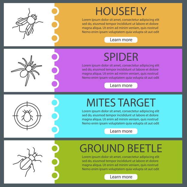 Ensemble de modèles de bannières web de lutte antiparasitaire