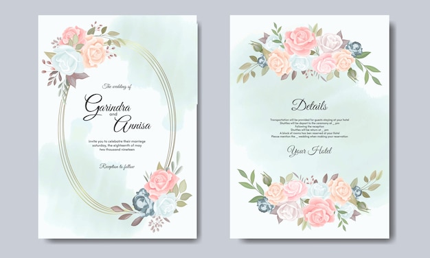 Ensemble De Modèles De Cartes D'invitation De Mariage Floral Coloré