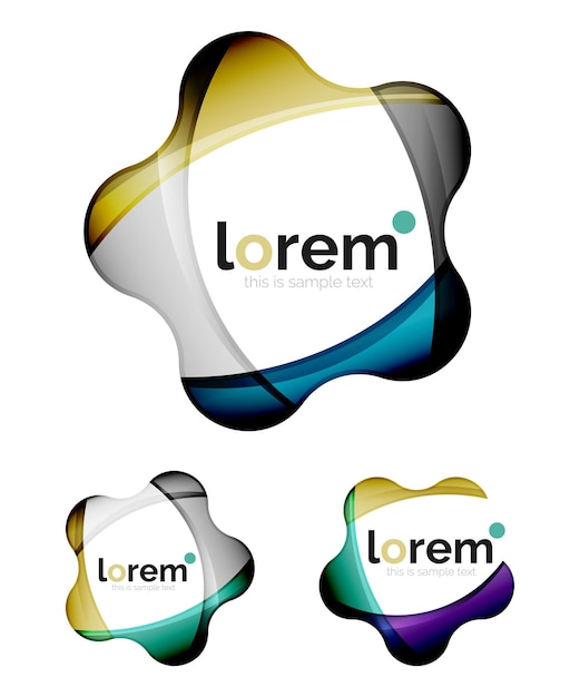 Ensemble de modèles de conception de logos de convergence de formes géométriques