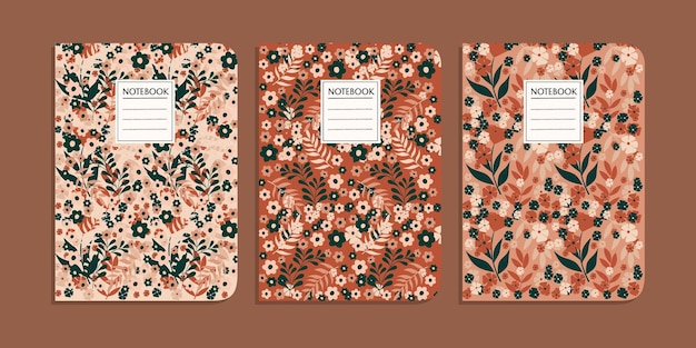 Ensemble De Modèles De Couverture De Livre Avec Des Motifs Floraux Abstraits Dessinés à La Main Abstrait Botanique Rétro