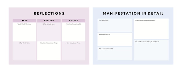 Ensemble De Modèles Imprimables De Planificateur De Gratitude D'affirmation De Manifestation Pour La Journalisation Et Les Soins Personnels