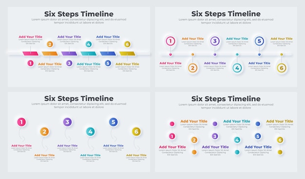 Vecteur ensemble de modèles d'infographie pour la présentation de la chronologie de l'entreprise