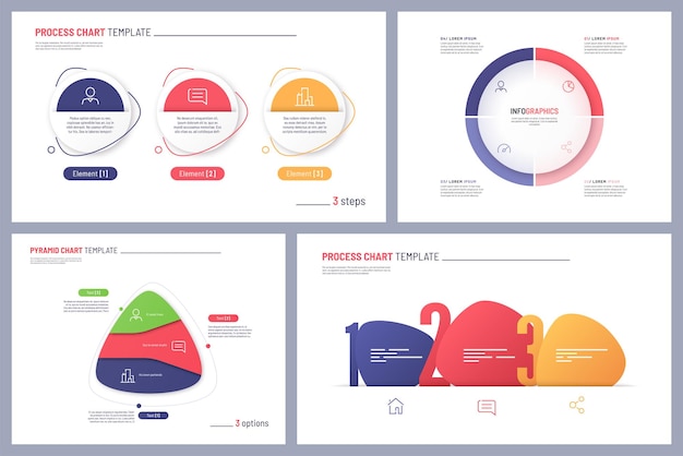 Vecteur ensemble de modèles d'infographie vectoriels propres et minimalistes 3 options