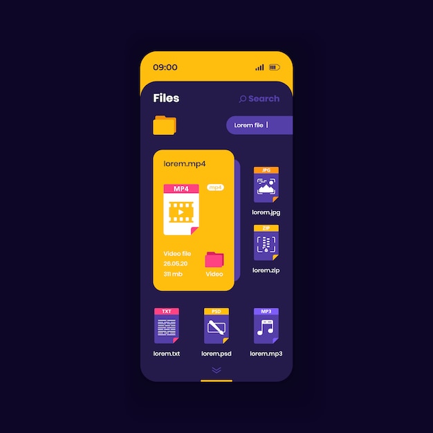 Ensemble de modèles d'interface de smartphone de dessin animé d'application domestique intelligente. Conception du mode jour de la page d'écran de l'application mobile. Interface de contrôle du climat et de la sécurité pour l'application. Affichage du téléphone avec un caractère plat.