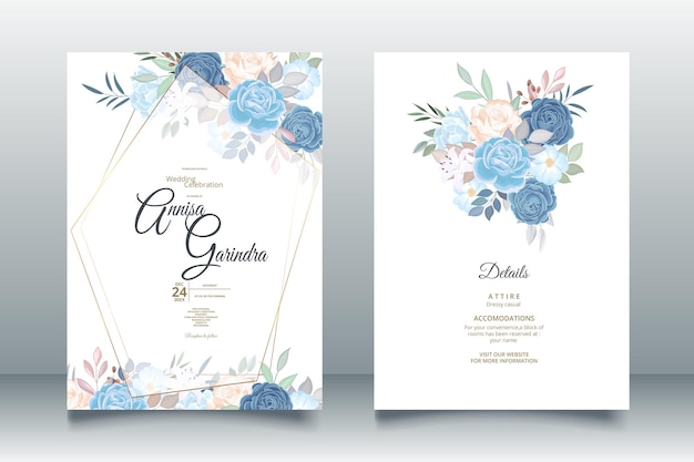 Ensemble De Modèles D'invitation De Mariage De Jardin Floral Vecteur Premium