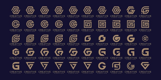 Ensemble De Modèles De Logo Abstraits à La Lettre Initiale G
