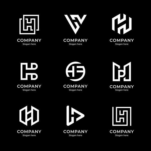 Ensemble de modèles de logo abstraits pour les entreprises de la mode et de la technologie numérique