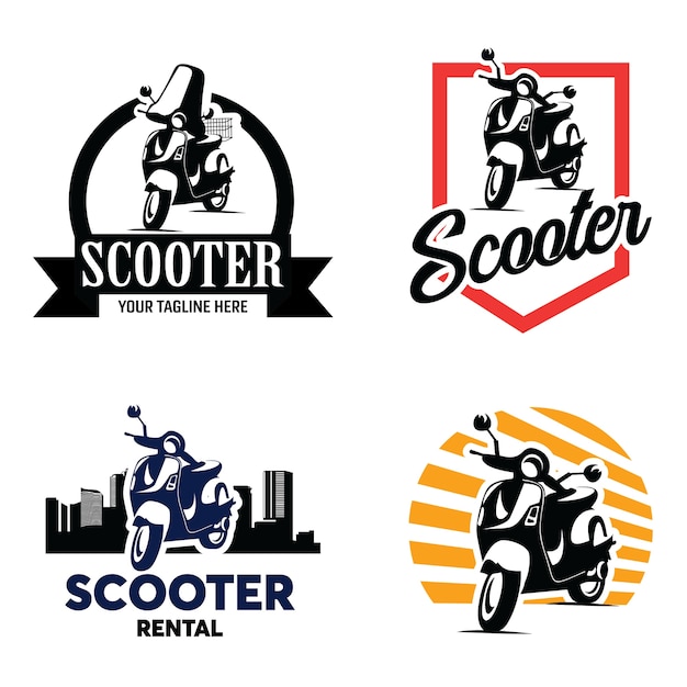 Ensemble De Modèles De Logo De Badge Scooter