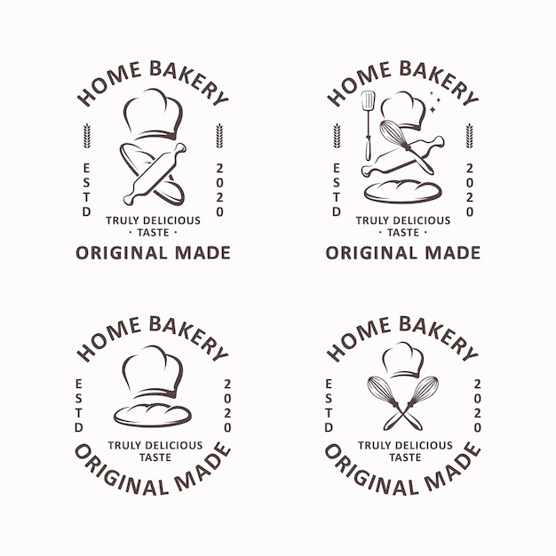 Vecteur ensemble de modèles de logo de boulangerie maison