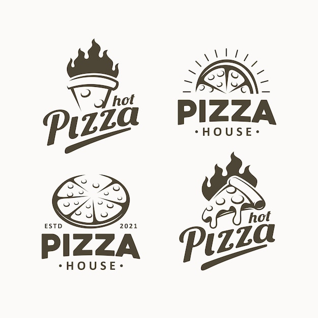 Vecteur ensemble de modèles de logo de conception de pizza