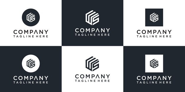 Ensemble de modèles de logo créatif lettre w