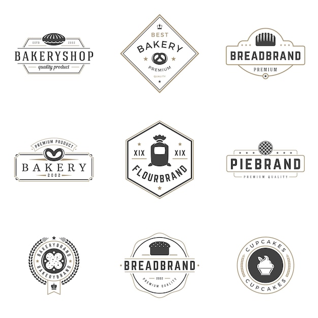 Ensemble De Modèles De Logos De Boulangerie.