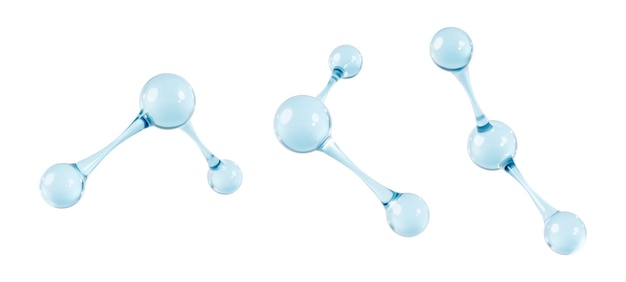 Ensemble de modèles de molécules de verre 3D de structures moléculaires abstraites sur fond blanc Vector 3d