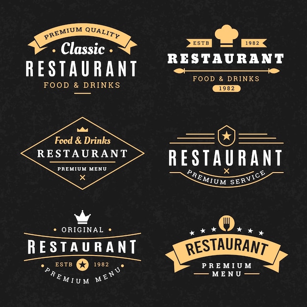 Ensemble De Modèles De Restaurant Logo Vintage