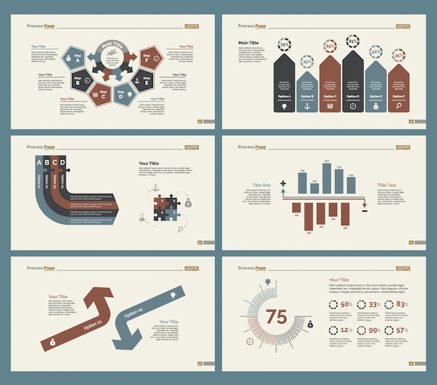 Vecteur ensemble de modèles de six analyses de diapositives