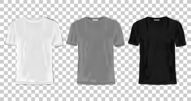 Ensemble De Modèles De T-shirts Chemises Grises Et Blanches Noires Pour La Marque Des Maquettes Et Du Logo D'impression Textile