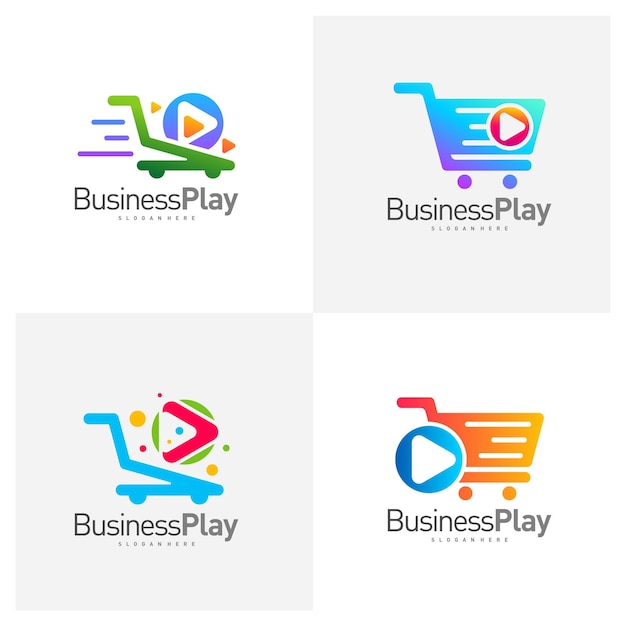 Ensemble de modèles vectoriels de conception de logo Play Shop Icon Play logo concepts
