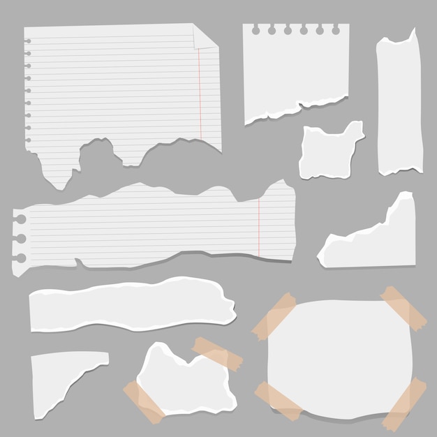 Ensemble de morceaux de papier de différentes formes