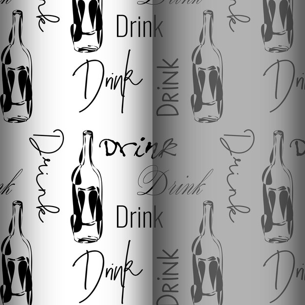 Ensemble De Motifs Bouteille Et Inscription Drink Abstract