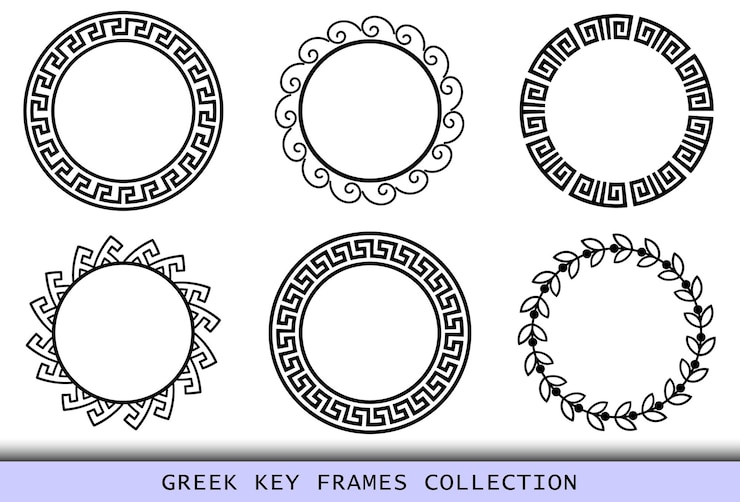 Vecteur ensemble de motifs de cadres noirs grecs anciens de frontières antiques de grèce