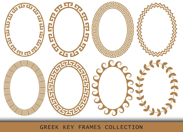 Ensemble de motifs de cadres ovales grecs anciens de frontières antiques de Grèce