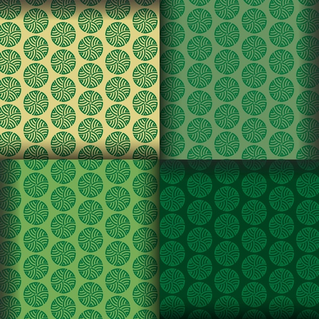 Vecteur un ensemble de motifs avec des cercles verts et jaunes