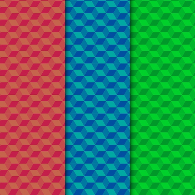 Ensemble de motifs cubiques colorés