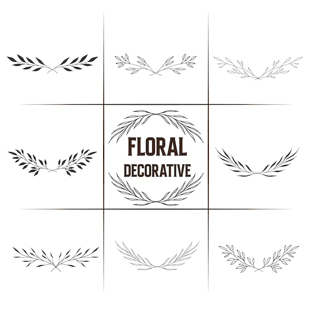 Un ensemble de motifs décoratifs floraux avec les mots décoratifs floraux dessus.