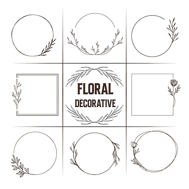 Un ensemble de motifs de décoration florale avec les mots décoratifs floraux.