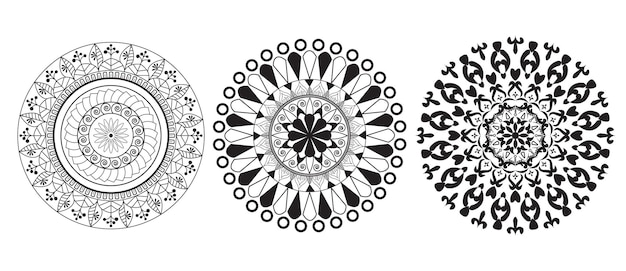 Vecteur ensemble de motifs de décoration mandala ethnique