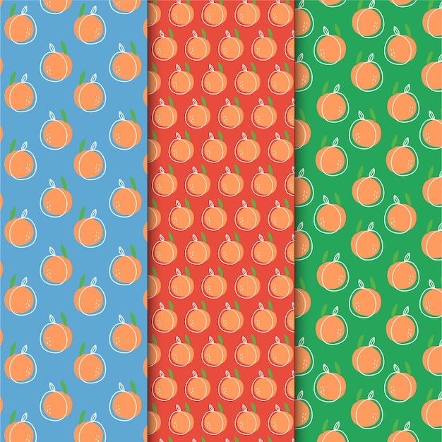 Ensemble De Motifs De Fruits Orange