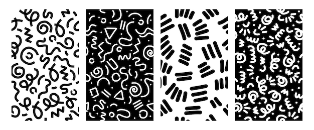 Un ensemble de motifs géométriques à la mode de Memphis Des formes de base modernes flèche triangle cercle zigzag spirale
