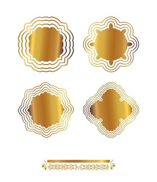 Vecteur ensemble de motifs or oriental flocons de neige dorés vectoriels