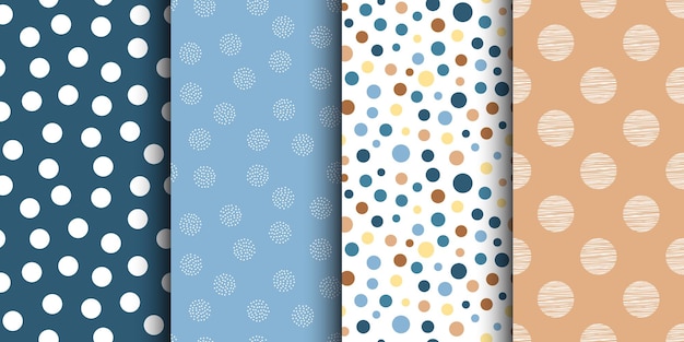 Un ensemble de motifs à pointes polka de beaux motifs rétro textures sans couture