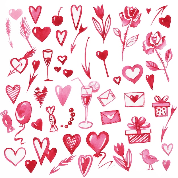 Ensemble de motifs de la Saint-Valentin