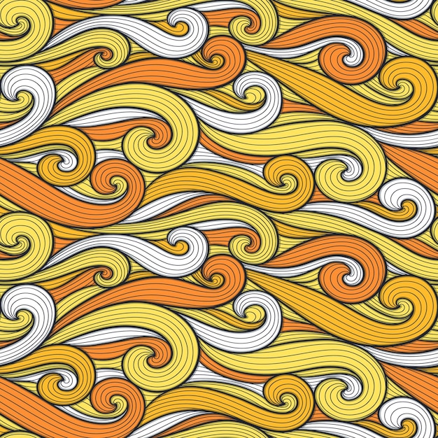 Ensemble De Motifs Sans Soudure De Lignes Bouclées Colorées Abstraites Vagues Et Boucles Illustration Vectorielle