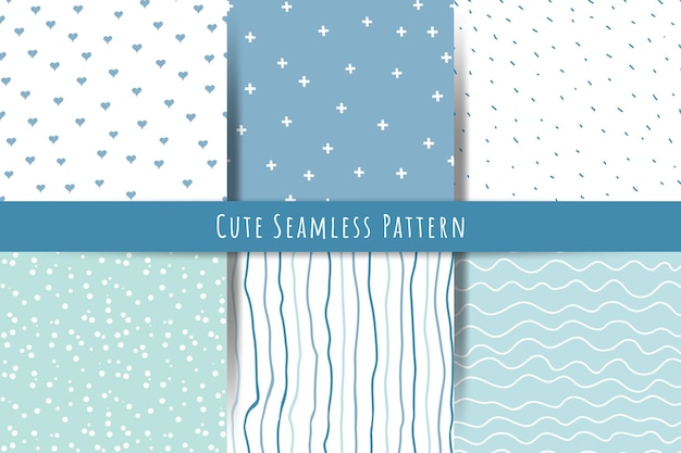 Un ensemble de motifs simples et minimalistes de printemps d'été Ornements doux avec des lignes gouttes formes de coeurs pour impressions papiers peints textiles arrière-plans géométriques sans soudure