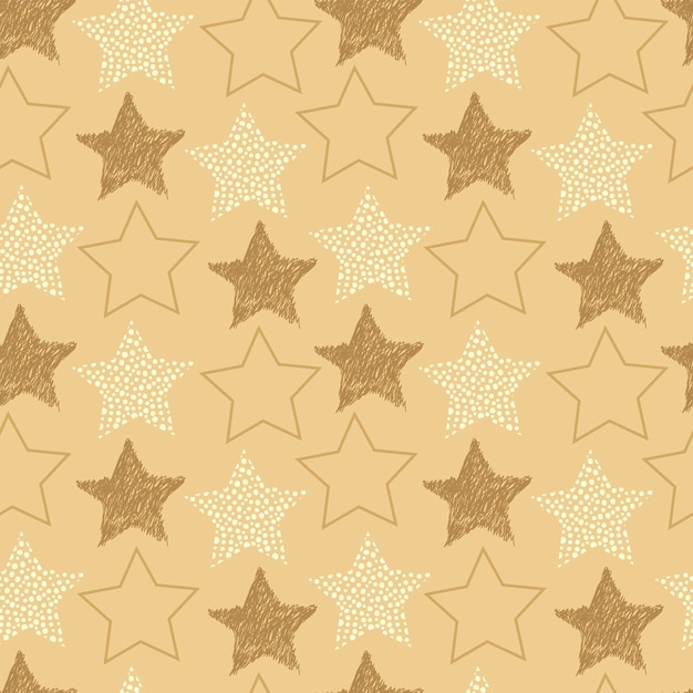 Un ensemble de motifs vectoriels sans couture avec des étoiles griffonnées des griffons vectoriels dessinés à la main