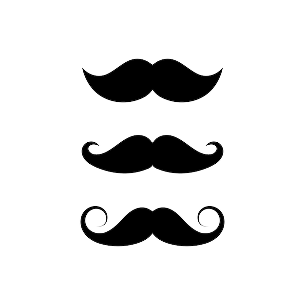 Vecteur ensemble de moustache de trois styles. symbole de signe de moustache sur fond blanc. illustration vectorielle eps 10