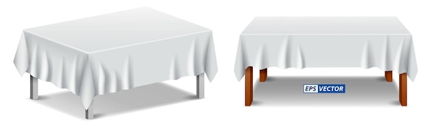 ensemble de nappe blanche réaliste isolée ou nappe pliée avec des meubles couverts ou une table