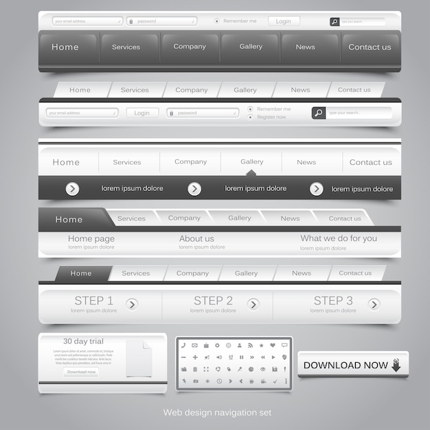 Vecteur ensemble de navigation web.