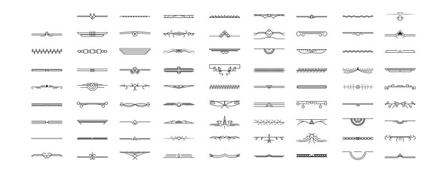 Ensemble Noir Collection de lignes simples Doodle Éléments de bordure Vector Design Style Sketch Isolé