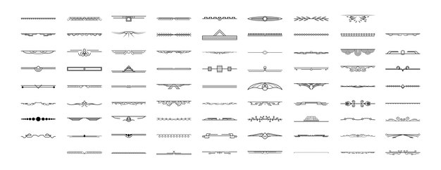Ensemble Noir Collection de lignes simples Doodle Éléments de bordure Vector Design Style Sketch Isolé