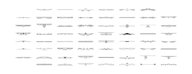 Ensemble Noir Collection de lignes simples Doodle Éléments de bordure Vector Design Style Sketch Isolé