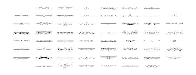 Ensemble Noir Collection de lignes simples Doodle Éléments de bordure Vector Design Style Sketch Isolé
