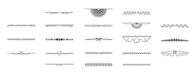 Ensemble Noir Collection de lignes simples Doodle Éléments de bordure Vector Design Style Sketch Isolé