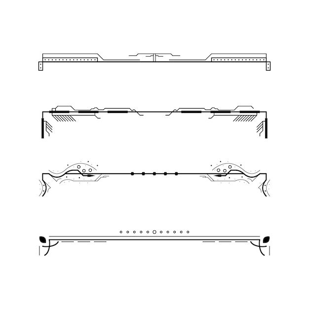 Ensemble Noir Collection de lignes simples Doodle Éléments de bordure Vector Design Style Sketch Isolé