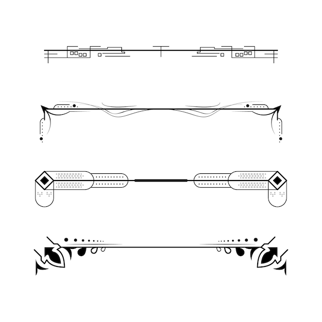 Ensemble Noir Collection de lignes simples Doodle Éléments de bordure Vector Design Style Sketch Isolé