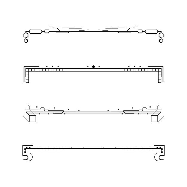 Ensemble Noir Collection de lignes simples Doodle Éléments de bordure Vector Design Style Sketch Isolé