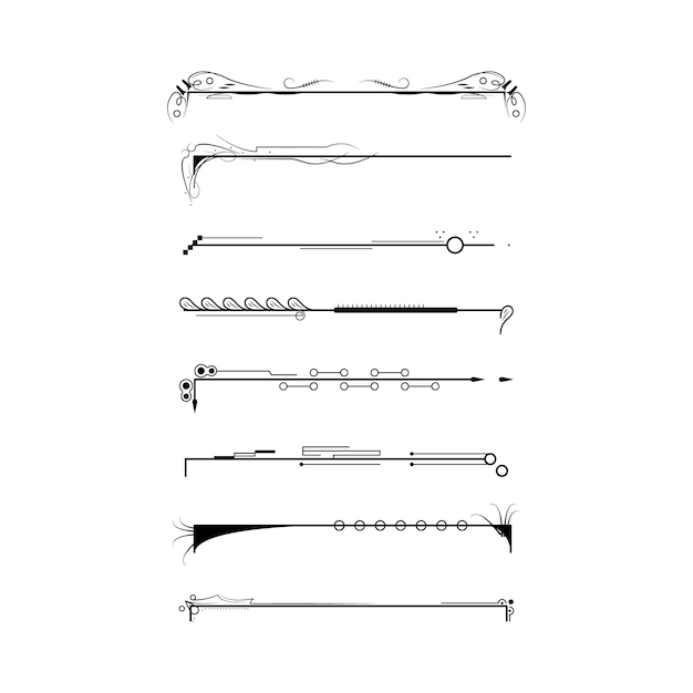 Ensemble Noir Collection de lignes simples Doodle Éléments de bordure Vector Design Style Sketch Isolé